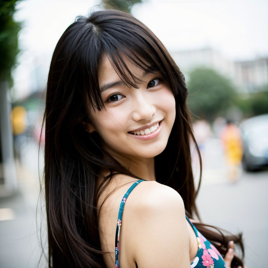 振り向く女性