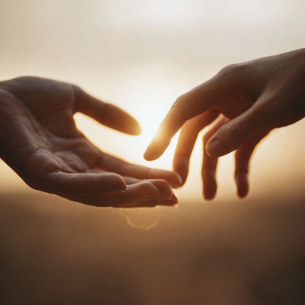 婚活を介して結ばれた男女の手