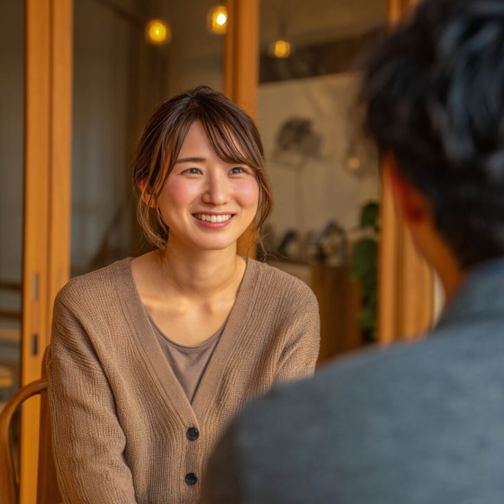 デートの予定を話し合う女性の画像